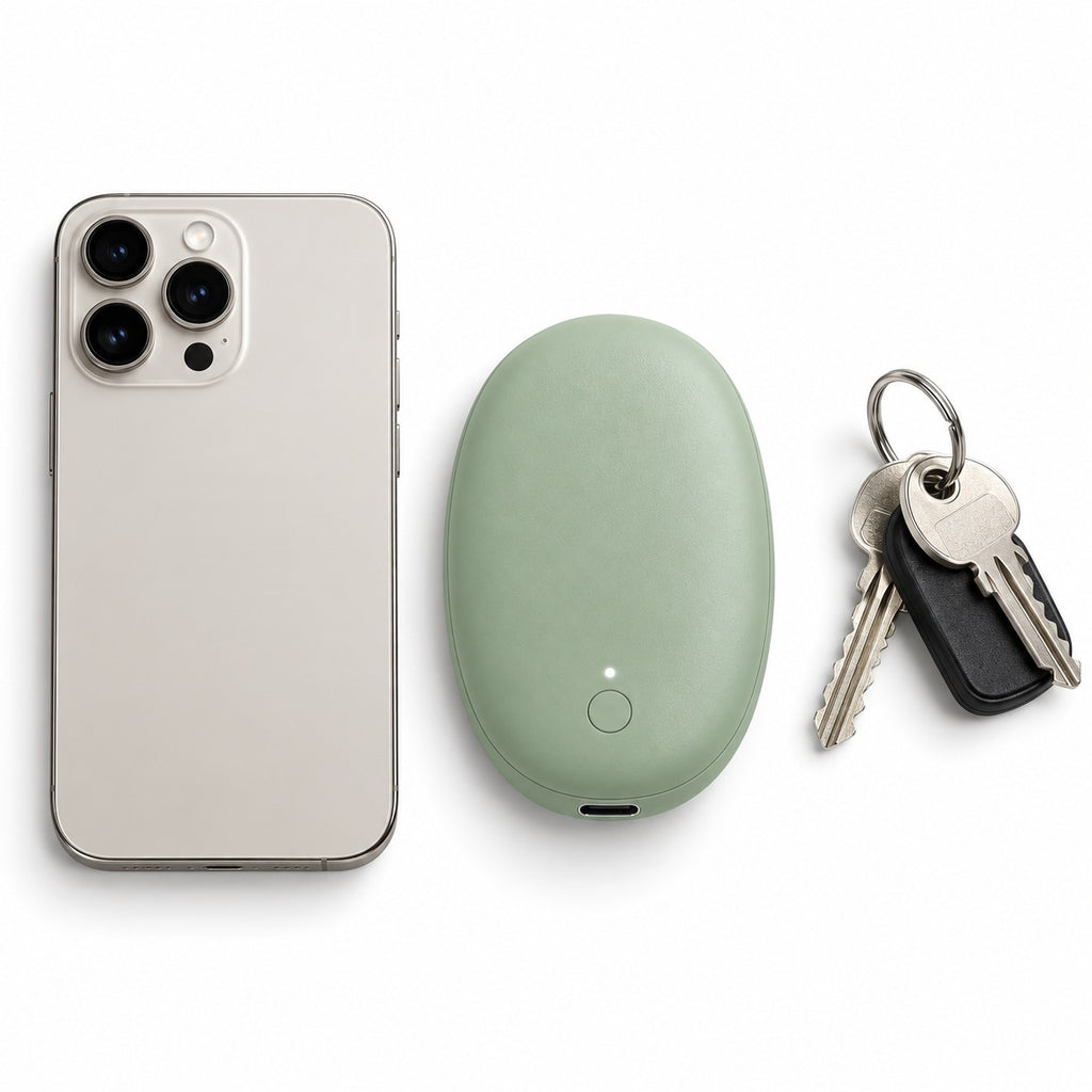 Taille du chauffe-mains Polaire comparée à un smartphone