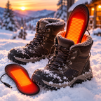 Semelles chauffantes Polaire glissées dans des chaussures d'hiver dans la neige