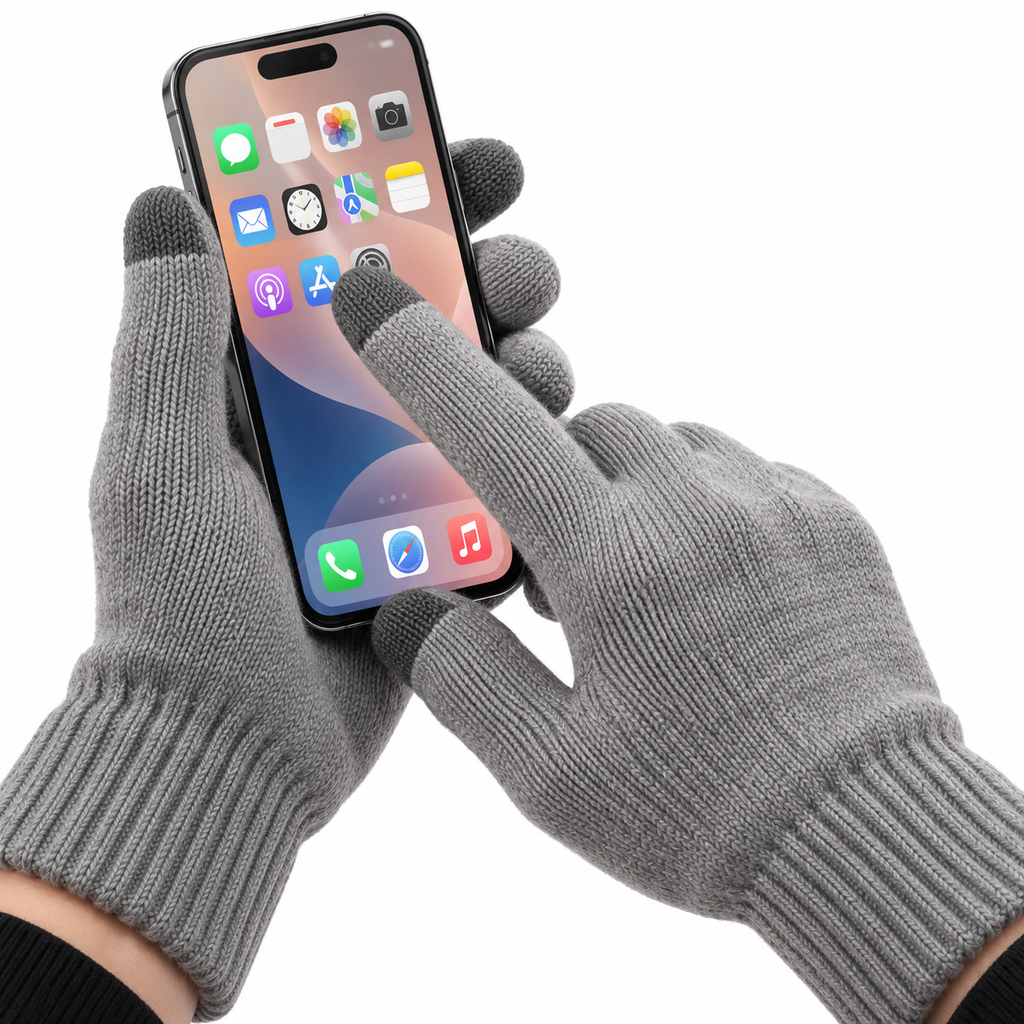 Gants tactiles Polaire utilisés sur un smartphone