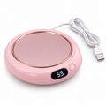 Chauffe-tasse USB Polaire rose avec écran digital