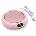Chauffe-tasse USB Polaire rose avec écran digital