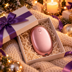 Chauffe-mains Polaire Métal rose dans sa boîte cadeau